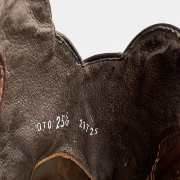 Reywelt Leather Square Toe Pirarucu Fish Pattern Western Cowboy Boots Men's 7.5 - Picture 9 of 13